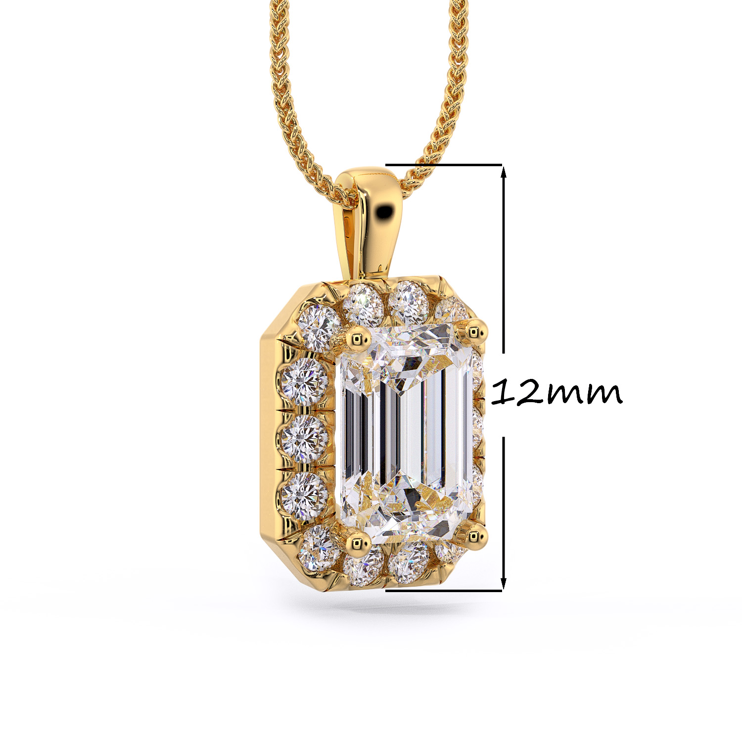 Pandantiv Emerald Cut Din Aur Cu Diamante Naturale Diamante Lab Grown Lcmh50p gl2