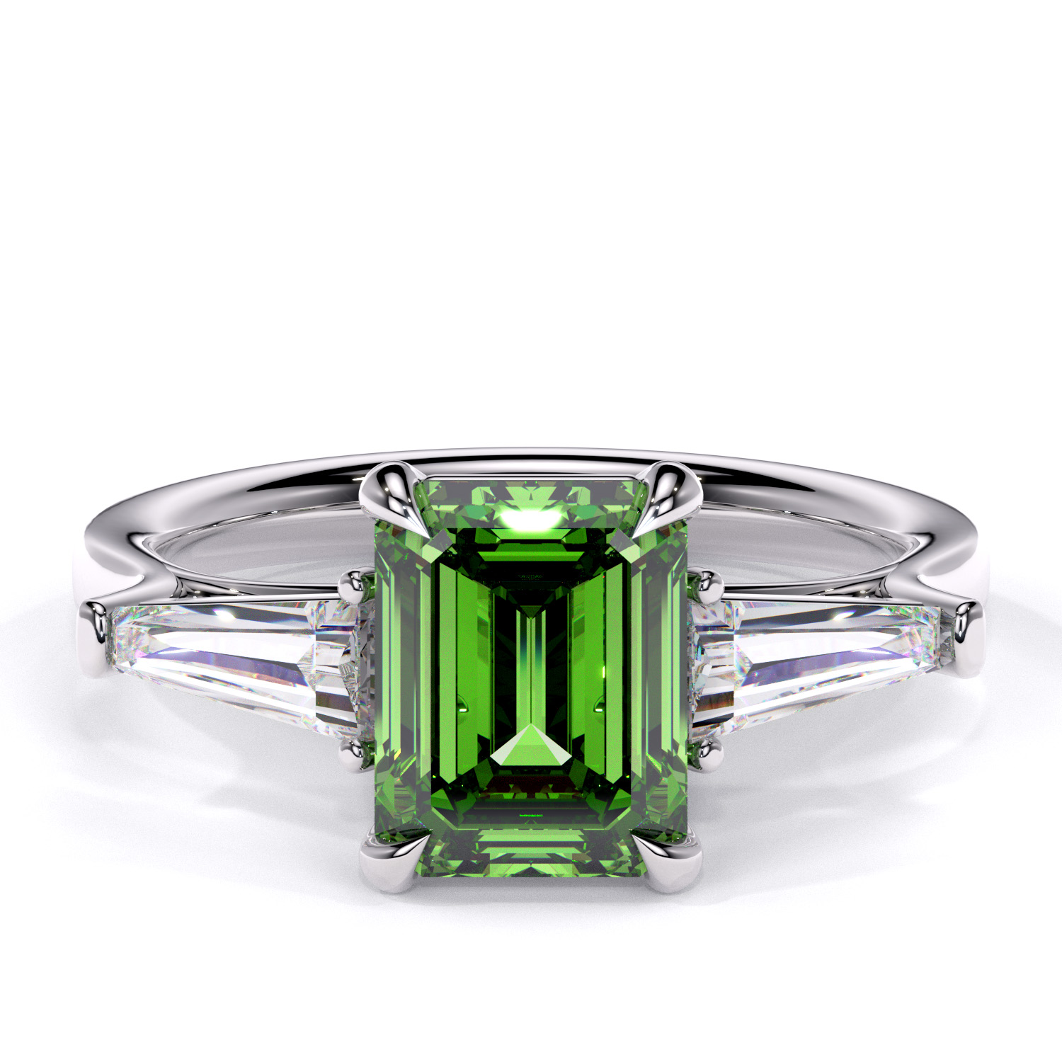 inel cu tapered diamonds emerald cut fancy green diamante naturale diamante crescute in laborator lcmh193 al2