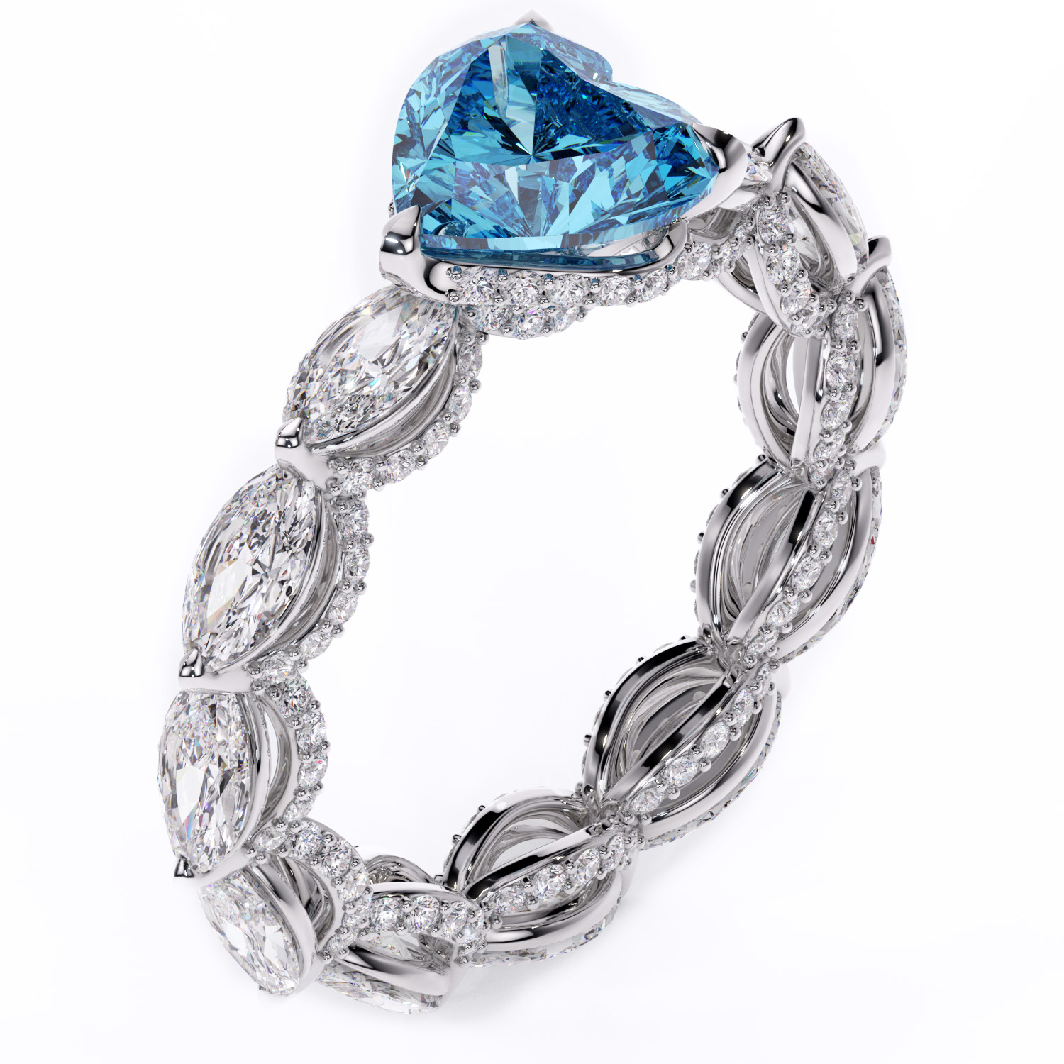 inel din aur cu diamante naturale lab grown crescute in laborator marquise cut heart shaped lcmh198 al 3