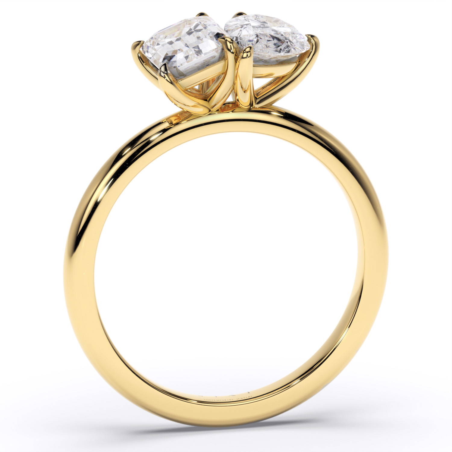 inel toi et moi din aur 18k cu diamante naturale diamante crescute in laborator pear cut emerald cut lcmh205gl2