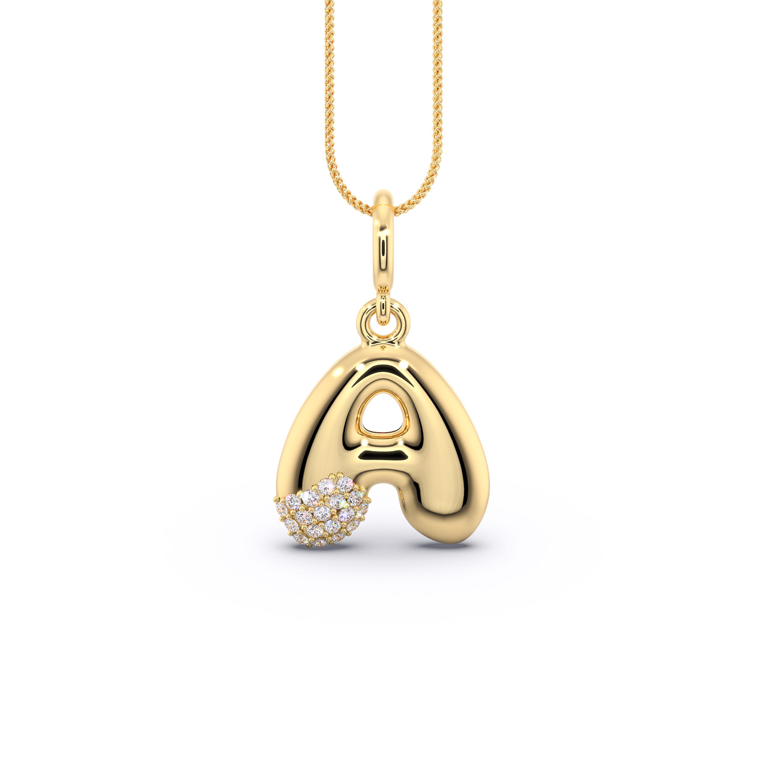 Pandantiv cu litera din aur de 14K - 0.10ctw diamante naturale - A