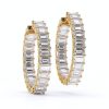Cercei eternity cu diamante bagheta diamante sintetice labgrown aur galben