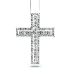 Pandantiv cruce din aur alb cu diamante Mnezo aur alb 1