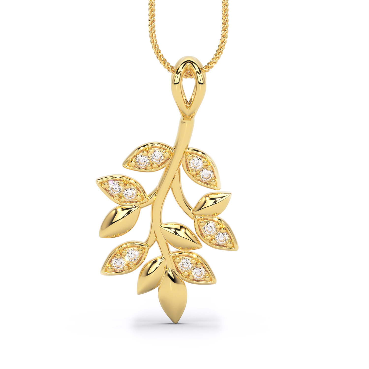 Pandantiv din aur 18K – 0.15ctw – Leaf