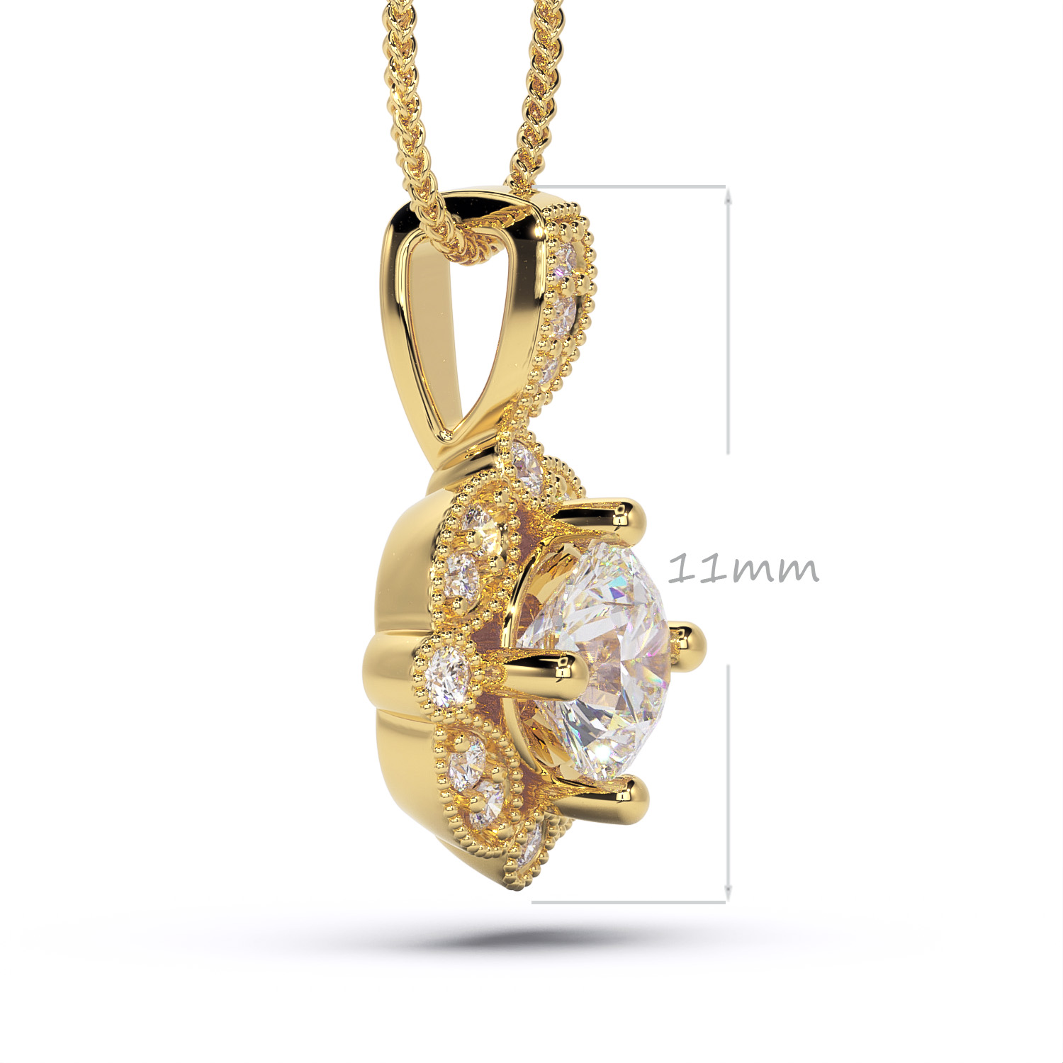 pandantiv vintage din aur cu diamante lab grown diamante naturale 18K lcmh175P GL2